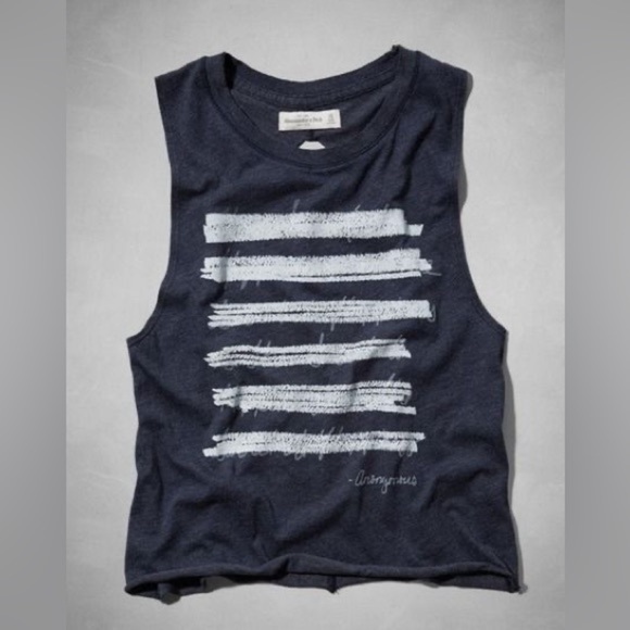 Abercrombie & Fitch NY Navy Blue Anonymous Twisted Open Back Tank Top Sz XS NWT - Picture 1 of 13